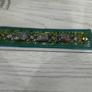 Teal Crystal Accent Bracelet - Sparkling Statement Bracelet